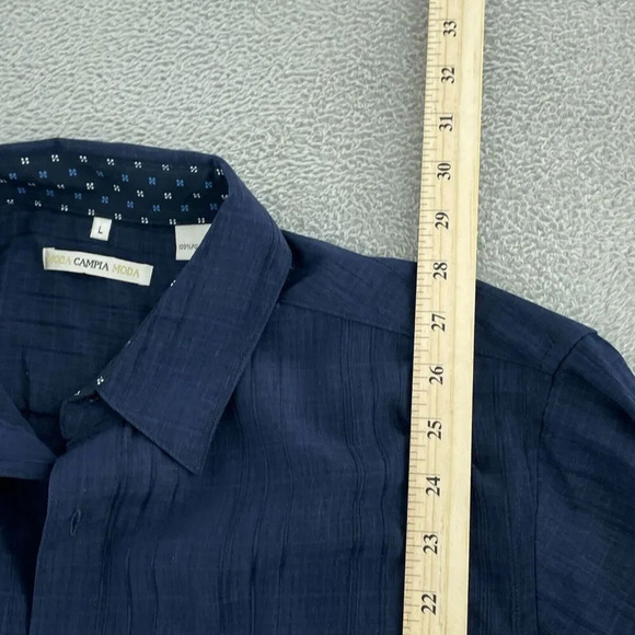 Moda Campia Moda Mens Long Sleeve Navy Polyester Shirt L 0391 - Picture 5 of 7